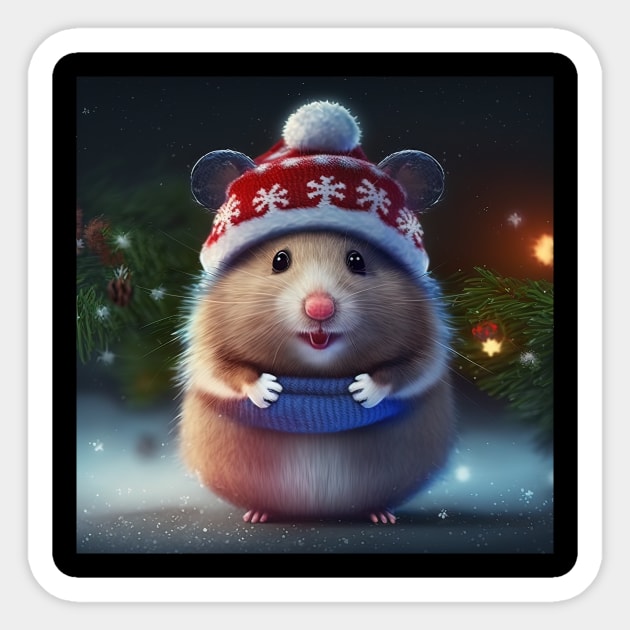 Cute Christmas Hamster Hamster Sticker TeePublic